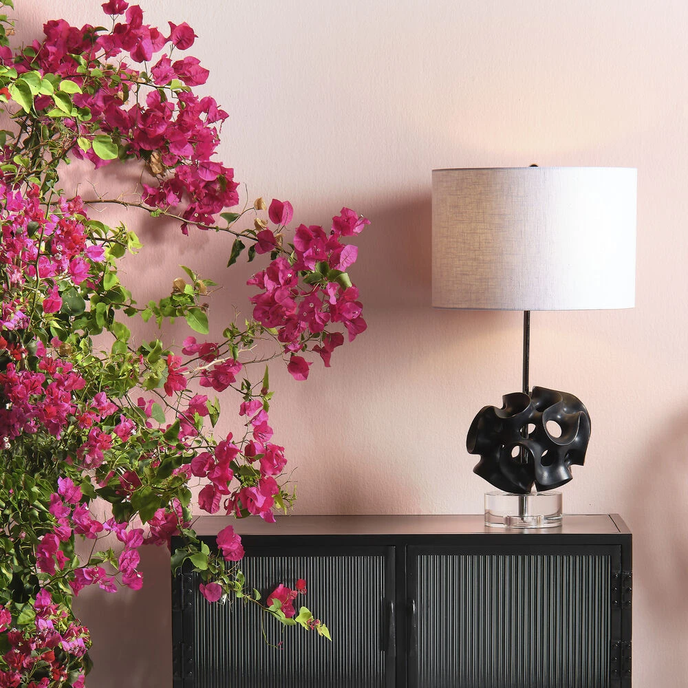 Anya 26 Inch 150.00 Watt Black And Clear Table Lamp Portable Light - Image 2