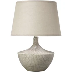 Basketweave 22 Inch 150.00 Watt Off White Table Lamp Portable Light