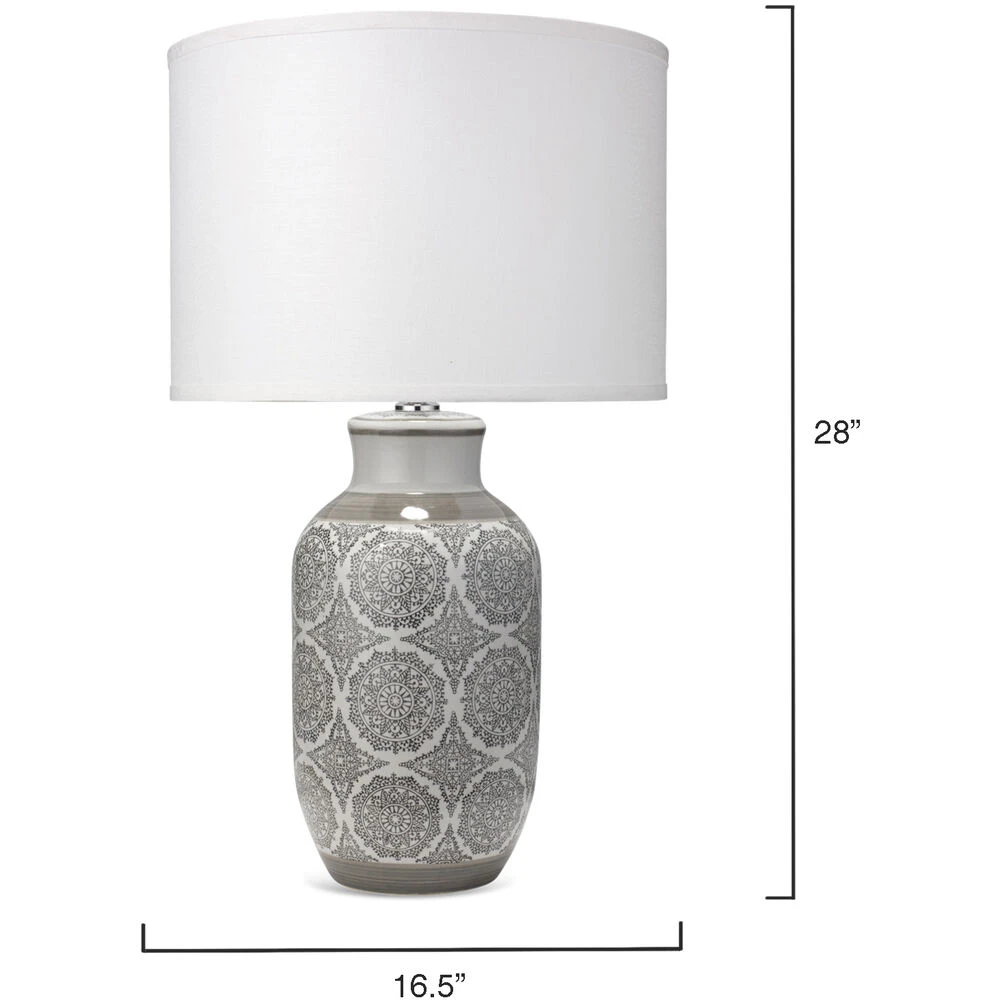 Beatrice 28 Inch 150.00 Watt Grey Patterned Ceramic Table Lamp Portable Light - Image 3
