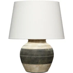 Bernard 20 Inch 150 Watt Beige And Dark Grey Table Lamp Portable Light