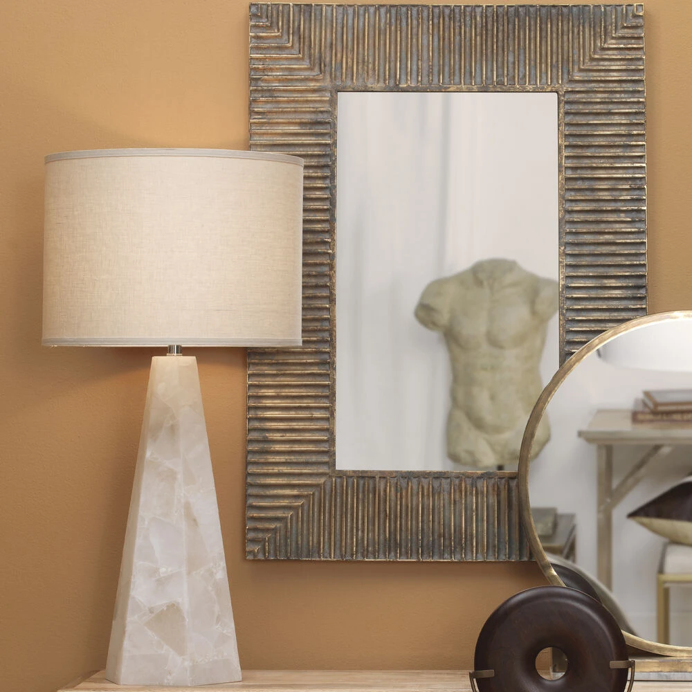 Borealis 37 Inch 150.00 Watt Alabaster Table Lamp Portable Light, Hexagon - Image 4