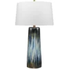 Brushstroke 31 Inch 100.00 Watt Aqua / Dark Blue / Metallic Ombre Reactive Glaze Table Lamp Portable Light