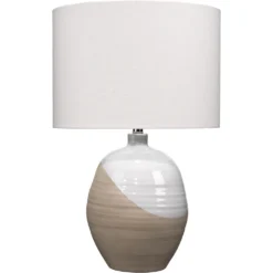 Hillside 27 Inch 150.00 Watt White & Natural Ceramic Table Lamp Portable Light