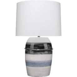 Horizon Striped 32 Inch 150.00 Watt Grey / Black / White Ceramic Table Lamp Portable Light