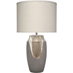 Landslide 32 Inch 150.00 Watt Matte Grey W/ Beige & White Drip Table Lamp Portable Light