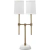 Minerva 10 Inch 25.00 Watt Antique Brass & White Twin Shade Console Lamp Portable Light