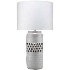Perforated 36 Inch 150.00 Watt Matte Frosted Grey Table Lamp Portable Light