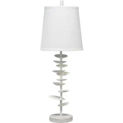 Petals 29.75 Inch 100.00 Watt White Plaster Table Lamp Portable Light