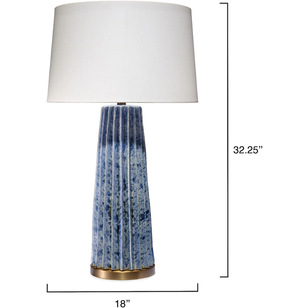 Pleated 32.25 Inch 150.00 Watt Cornflower Blue Table Lamp Portable Light - Image 3