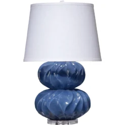 Pricilla 25 Inch 150.00 Watt Navy Blue Double Gourd Table Lamp Portable Light