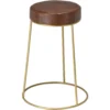 Henry 24 Inch Matte Brown And Brass Counter Stool