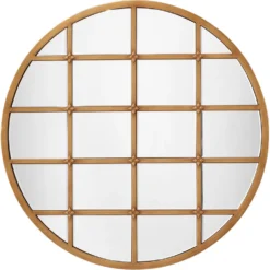 Grid 36 X 36 Inch Antique Brass Grid Mirror