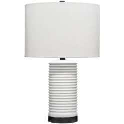 Furrowed 23 Inch 150.00 Watt White Table Lamp Portable Light